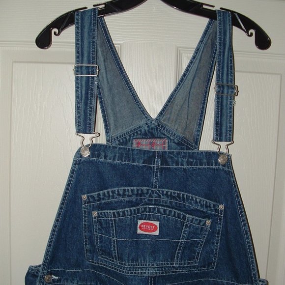 LAST ONE!!! NEW Vintage Sz 20 Blue Denim Carpenter Style Bib Overalls REVOLT - Picture 5 of 10